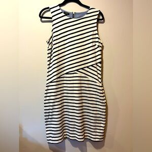 Talbots‎ Petites Striped Sleevless Sheath 100% Cotton Dress Size SP Pockets